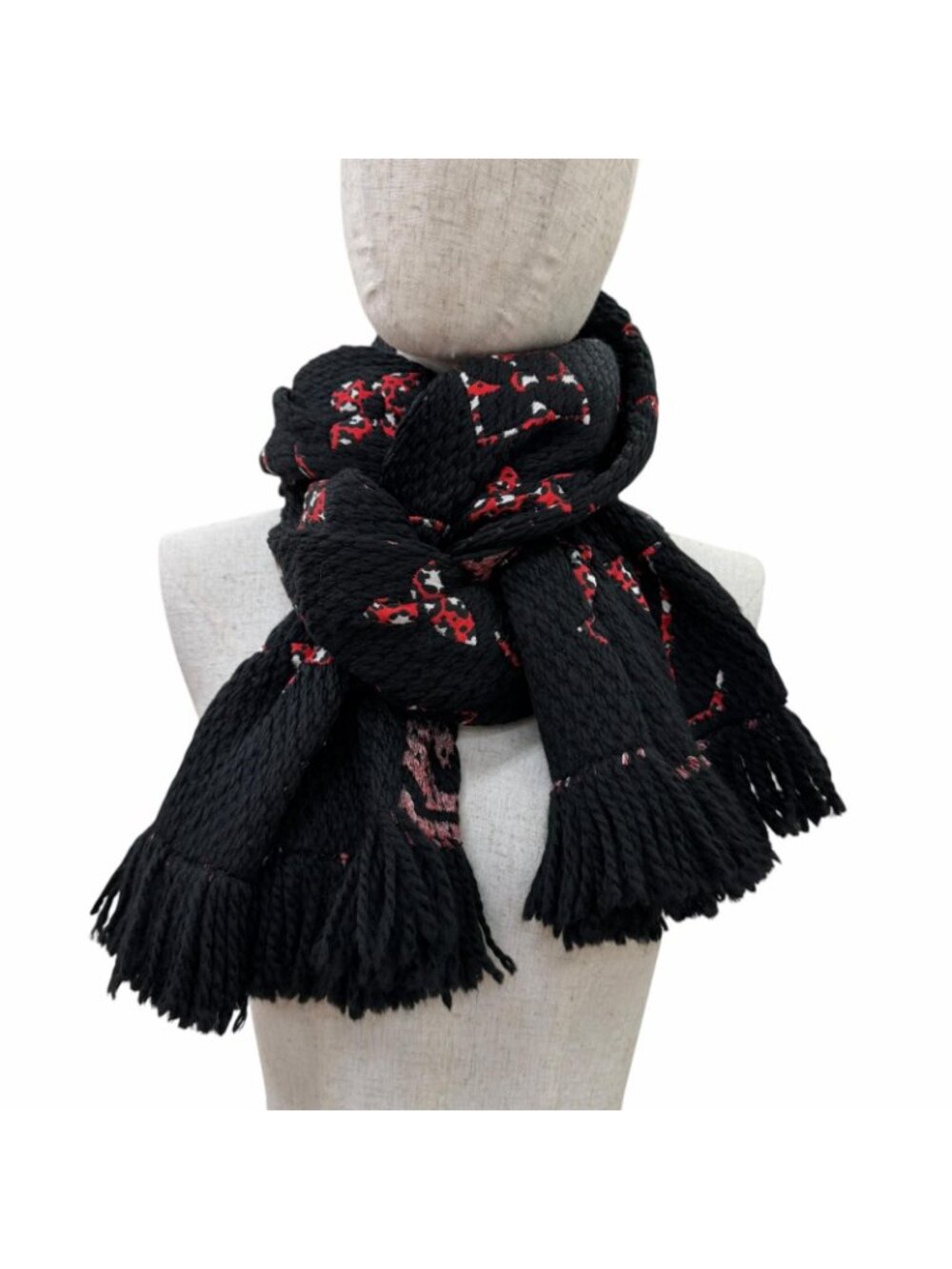 Louis Vuitton Echarpe Giant Monogram Jungle Wool Silk Scarf Black - Picture 3 of 7